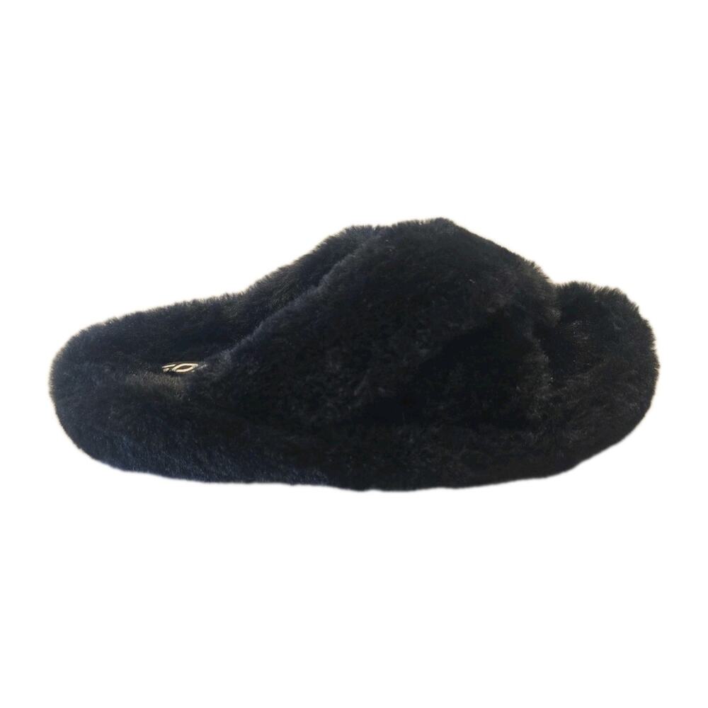 Criss Cross Open Toe Furry Slippers Flat Slide Sandals Soda Engage-S Size 8 - Picture 3 of 3